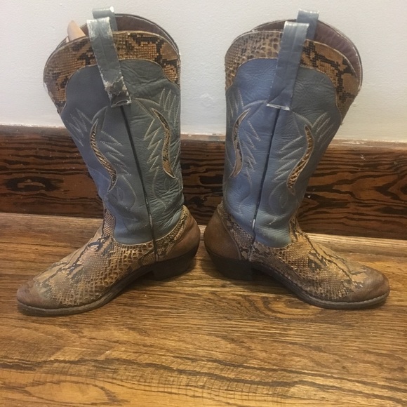PYTHON Snakeskin mid-calf cowboy boots   9/9.5 - Picture 5 of 8
